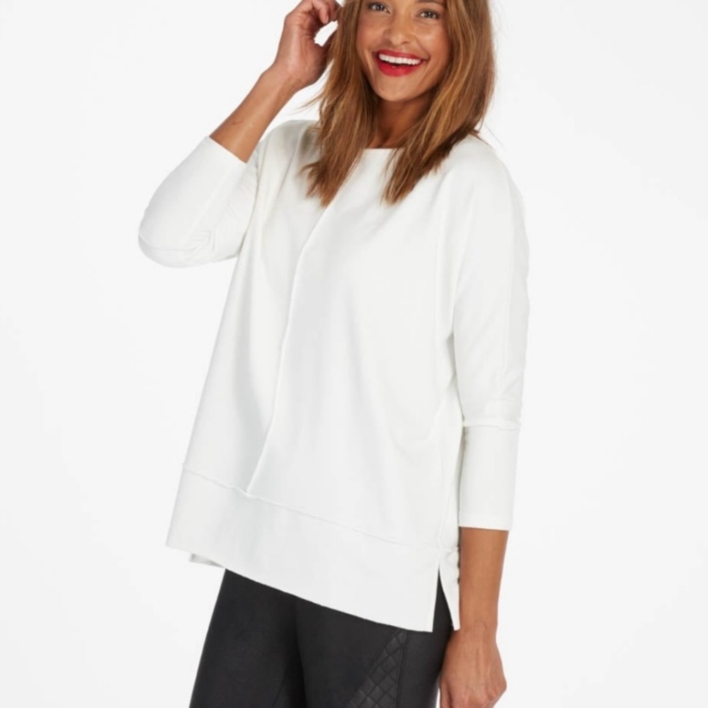 Spanx perfect length dolman sleeve soft sweatshirt white sz L